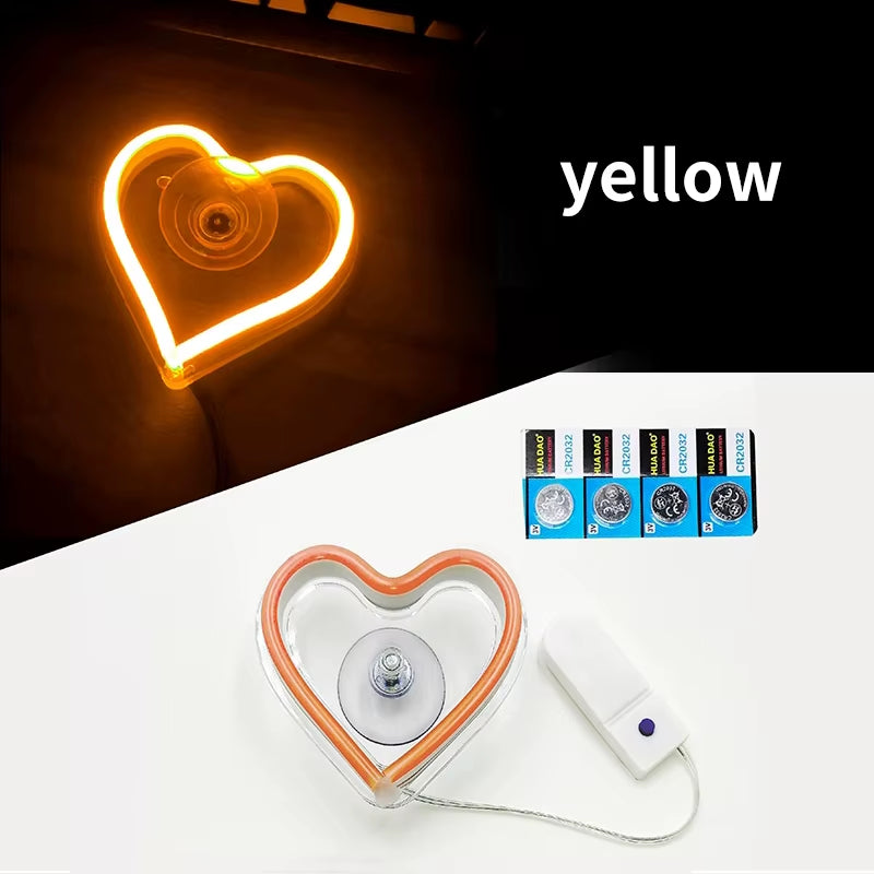 Window Neon Lights, Triangular Windows, Heart-Shaped Lights, Illuminated Heart-Shaped Decorations, Car Interface, Wireless Remot