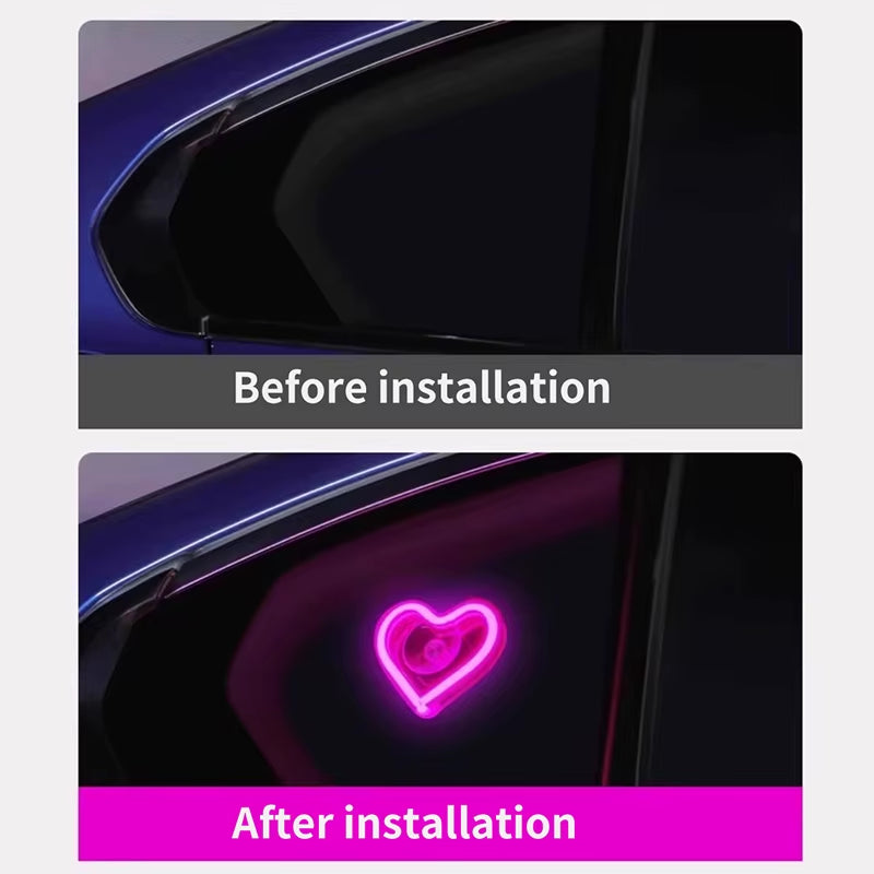 Window Neon Lights, Triangular Windows, Heart-Shaped Lights, Illuminated Heart-Shaped Decorations, Car Interface, Wireless Remot